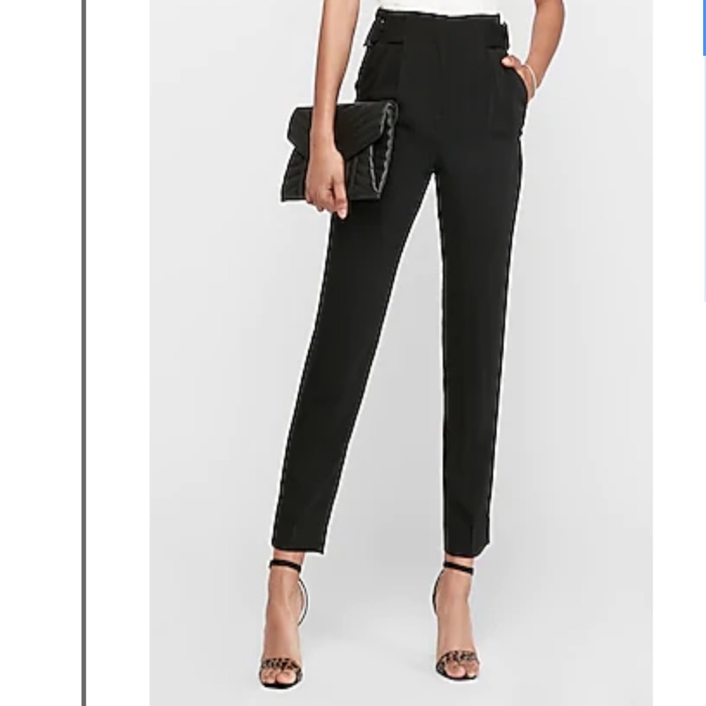 Express High Waisted Side Buckle Ankle Pant